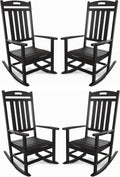 Outdoor Rocking Chair Set of 4 - All-Weather High Back Patio Rockers