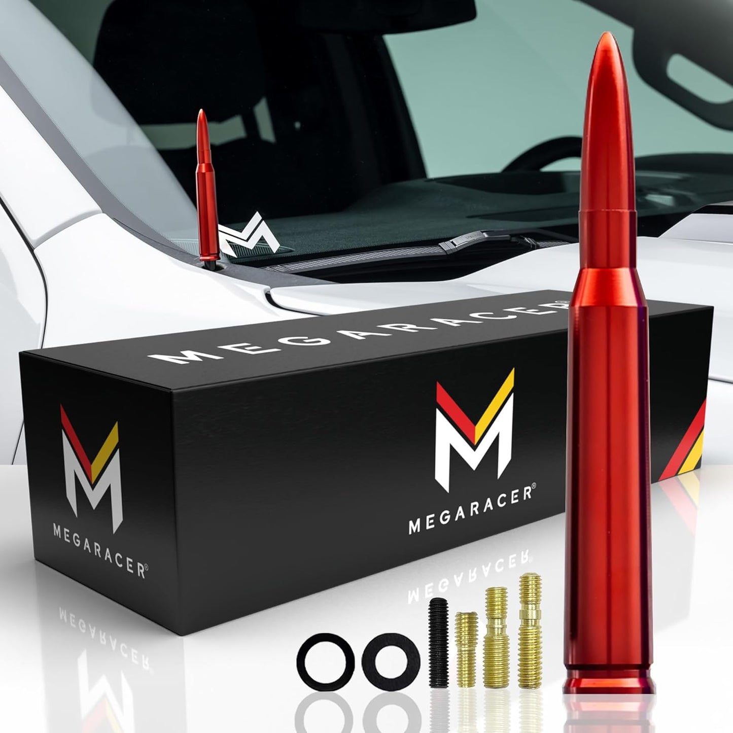 Mega Racer 5.5 Inch Red Antenna for Trucks and SUVs Upgrade