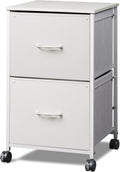 Vertical 2 Drawer Mobile File Cabinet White - Rolling Printer Stand