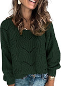 Dokotoo Womens Crewneck Hollow Cable Knit Pullover (Style HRJ5)