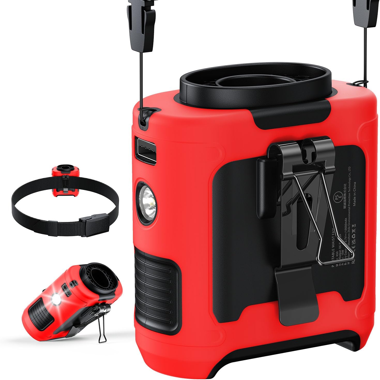 Portable Waist Fan with 10000mAh Battery for Outdoor Cooling