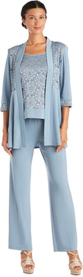 R&M Richards Women's Plus Size Lace Pant Set - Dressy Formal Pant Suit