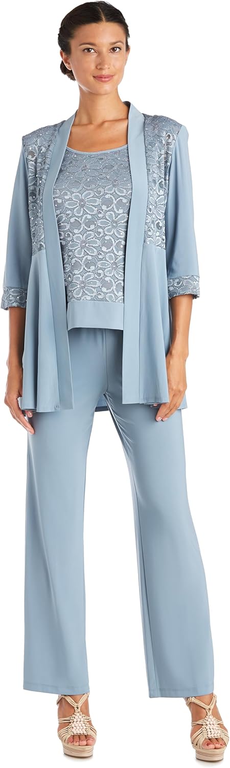 R&M Richards Women's Plus Size Lace Pant Set for Elegant Occasions