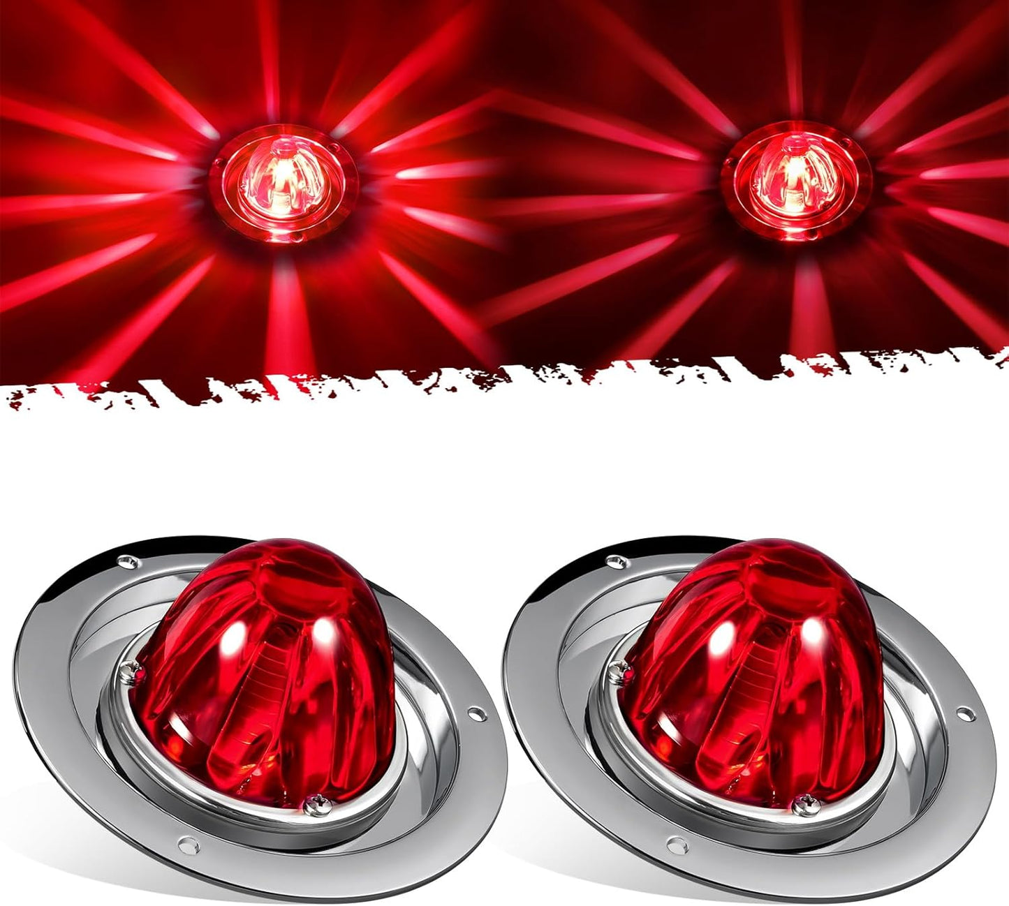 Partsam 2Pcs Red Glass Lens Watermelon Lights for Trucks
