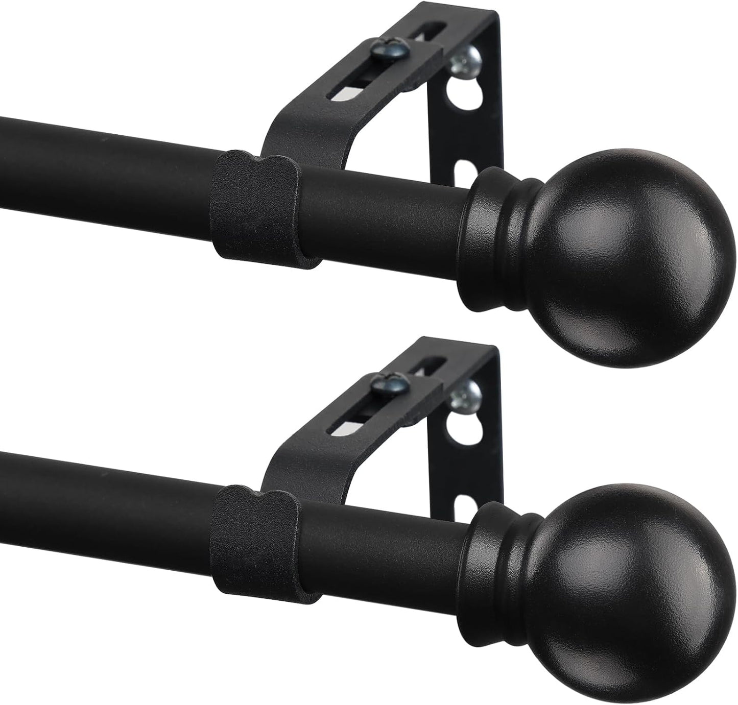 Short Black Curtain Rods Set - Extendable 28-48, Stylish Cafe Rods by CALCHELE