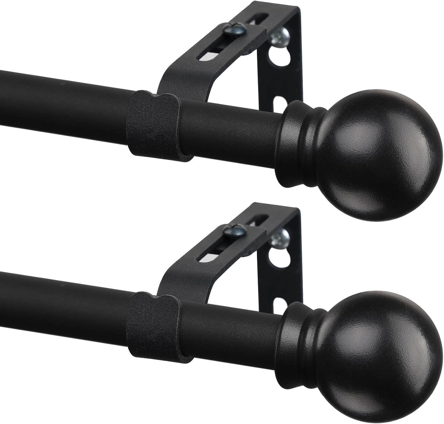 Short Black Curtain Rods Set - Extendable 28-48, Stylish Cafe Rods by CALCHELE