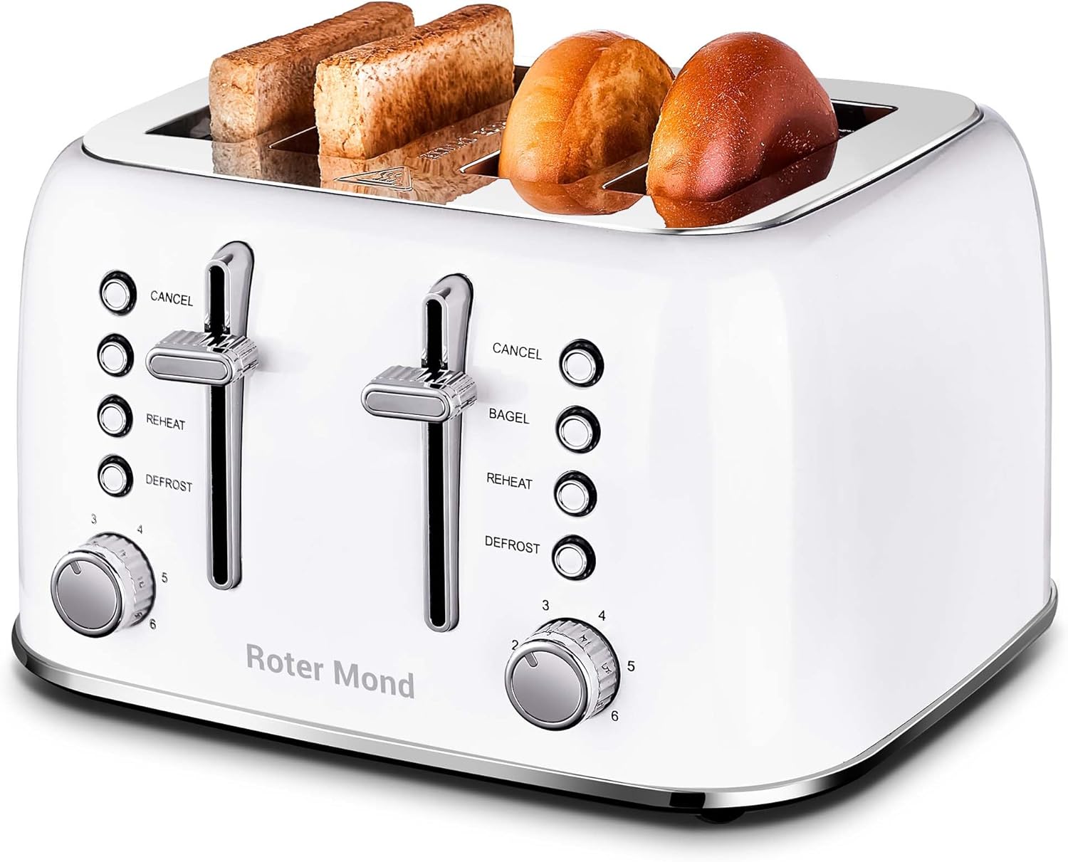 Roter Mond 4 Slice Retro Toaster with Extra Wide Slots and Functions