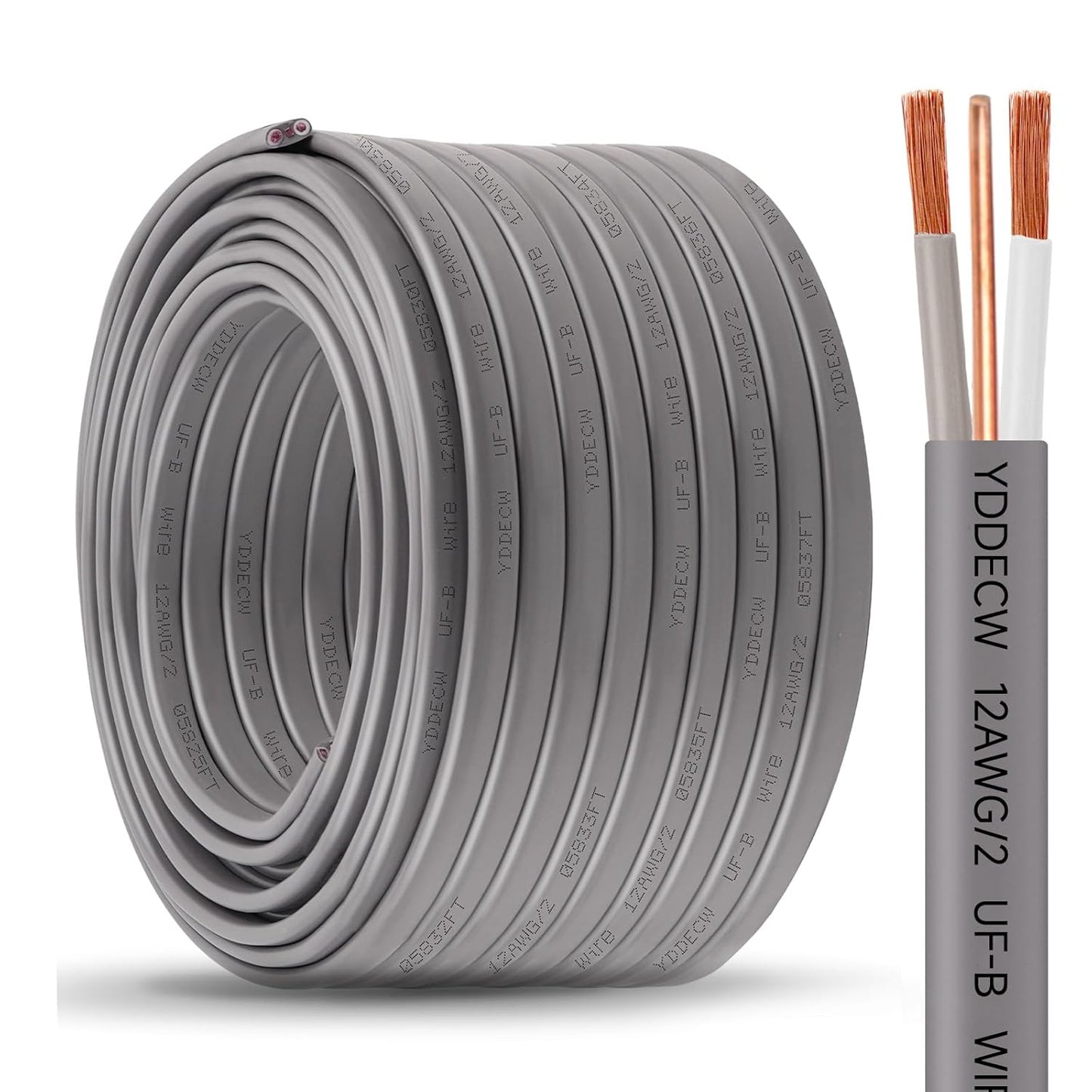 12/2 UF-B Wire for Direct Burial - 150FT 100% Copper Cable