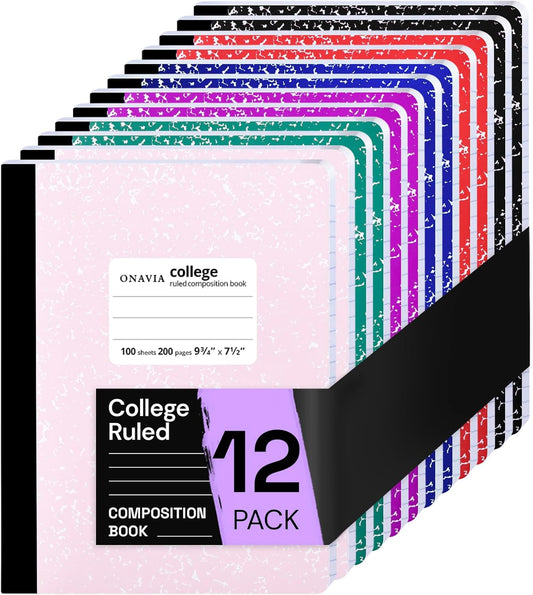 Composition Notebook College Ruled 12 Pack for School Supplies