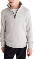 Boys Chunky High Neck Zip Sweater for Winter Knit Tops