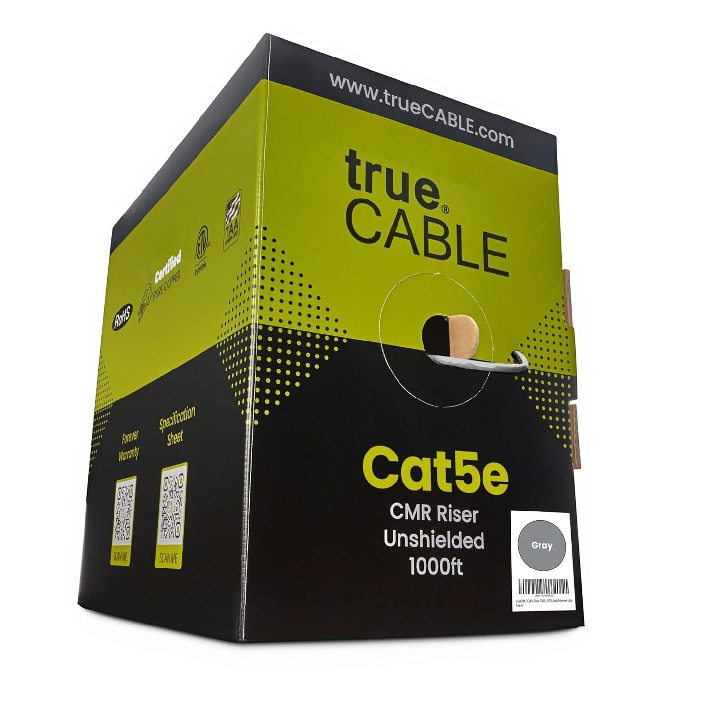 trueCABLE Cat5e Riser 1000ft Ethernet Cable for High Performance