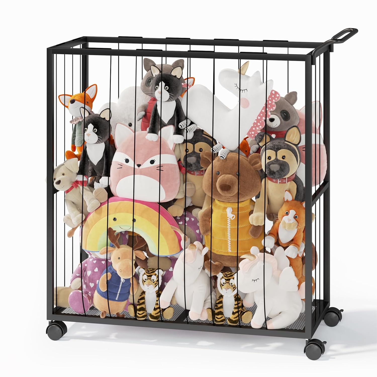 BBLIKE Stuffed Animal Storage Bin with Wheels for Kids Rooms