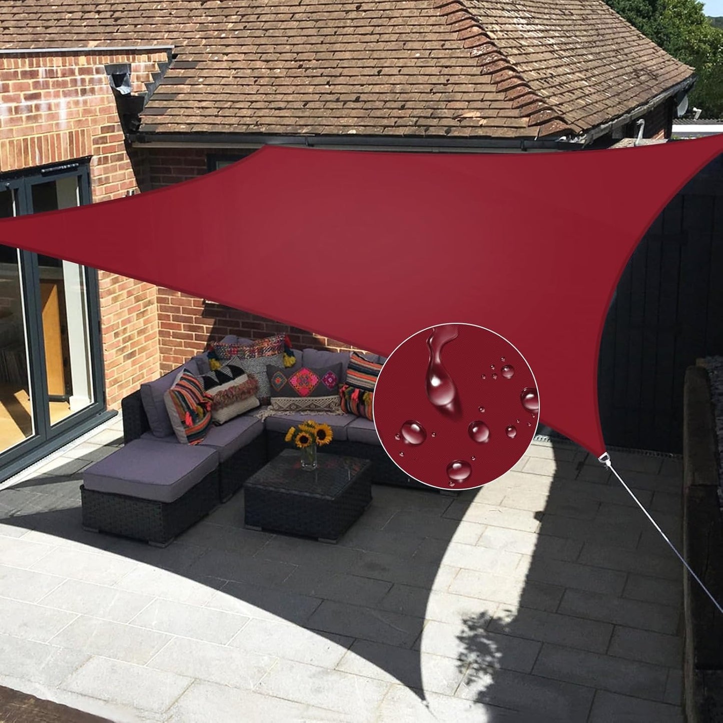 Windscreen4less 10ftx15ft Waterproof Sun Shade Sail for Outdoors