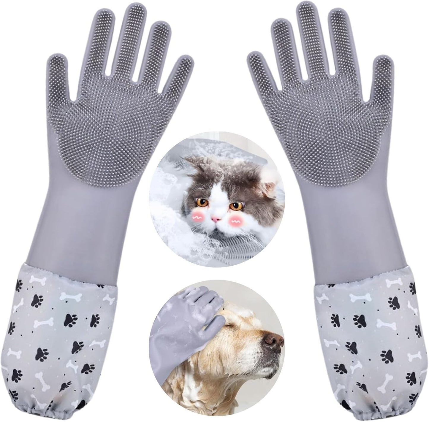 Galyna Pet Grooming Gloves - Bathing & Massaging for Dogs/Cats