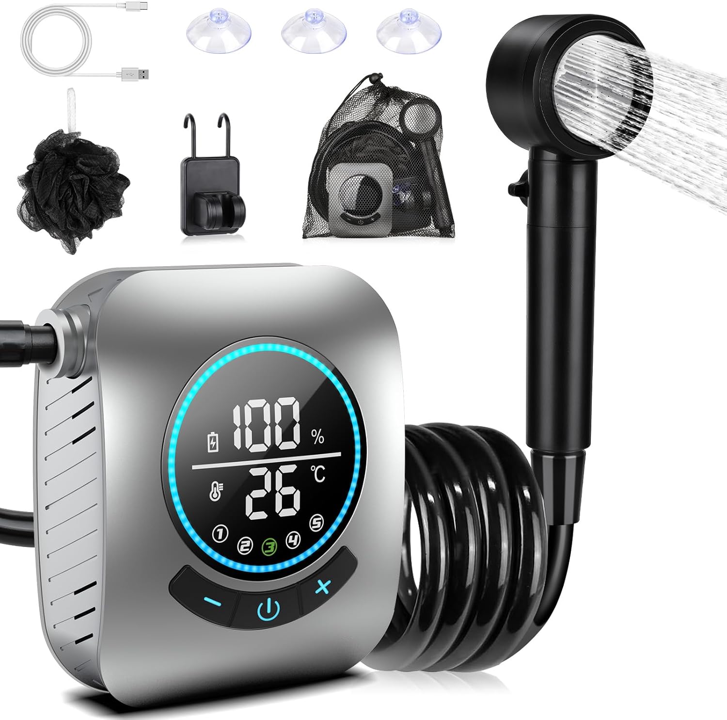 Portable Shower for Camping - Upgraded Spopal 8000mAh Shower