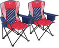 Portable Camp Quad Chair 550 lb Capacity with Headrest - Cooler & Wine