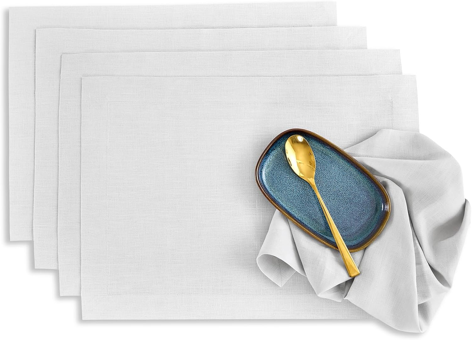 Solino Home Linen Placemats Set of 4 for Elegant Dining