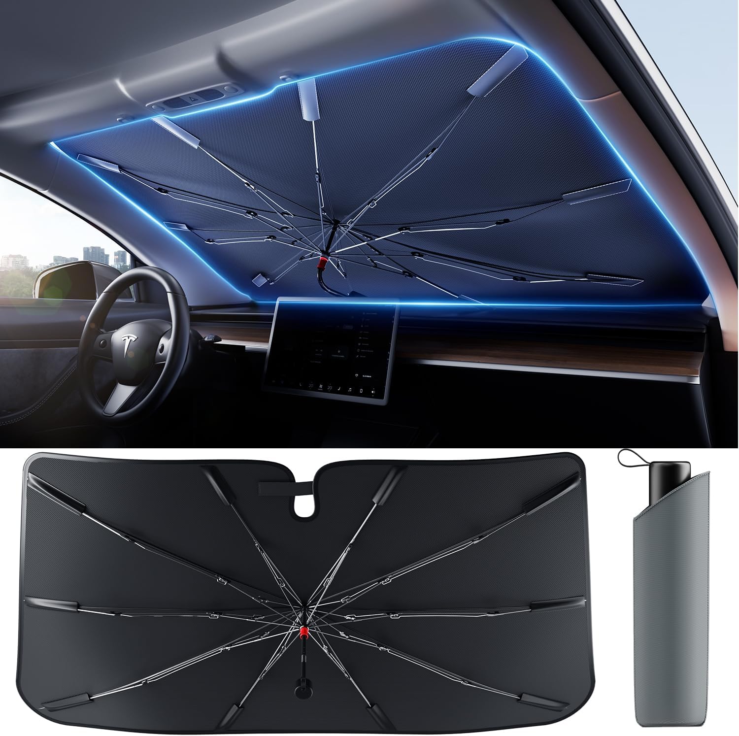 Weektic Windshield Sun Shade with UPF50+ Protection for Cars