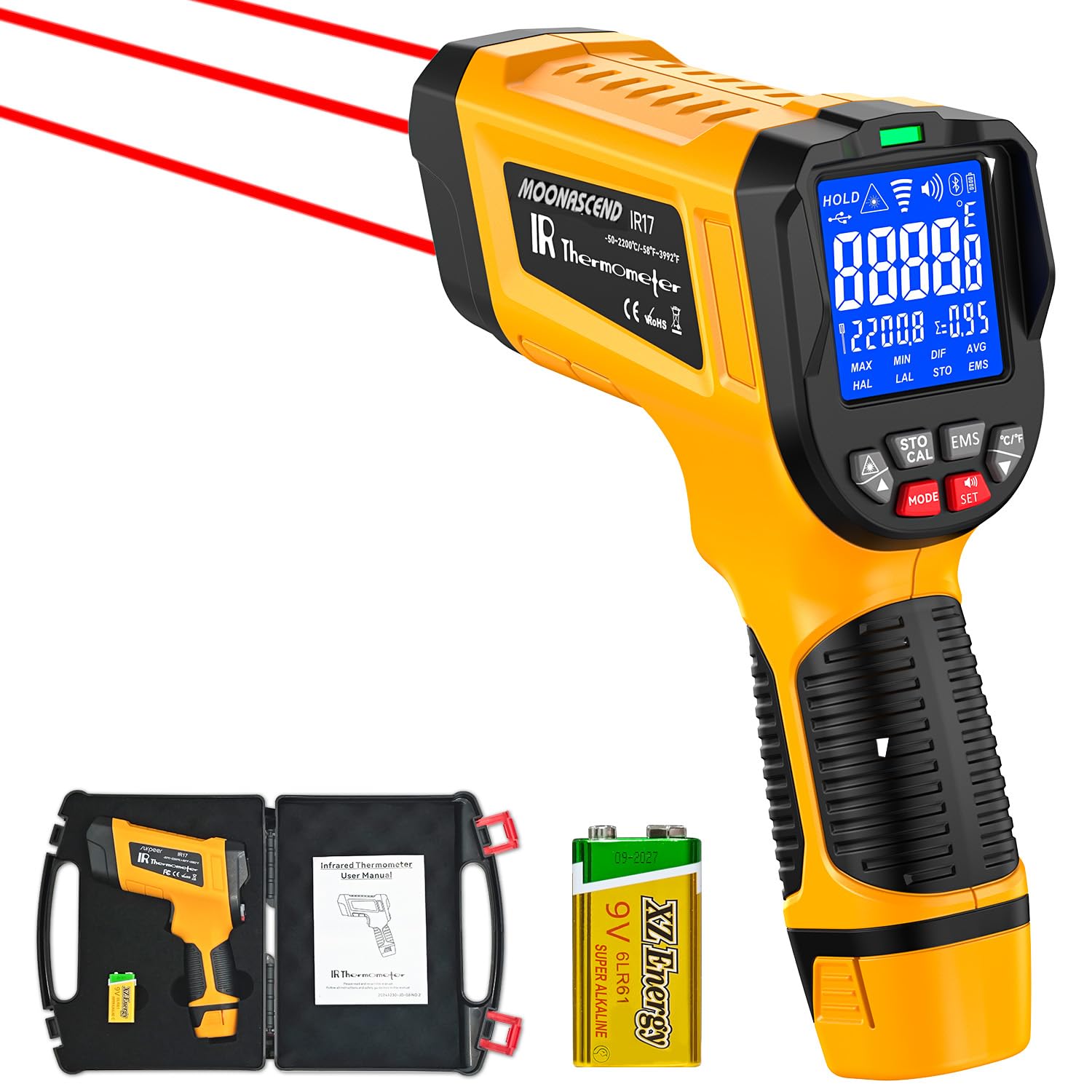 High-Temp Temperature Gun for Industrial Use -58F to 3992F