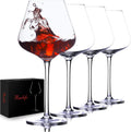 Hand Blown Red Wine Glasses Set of 4 for Elegant Drinking