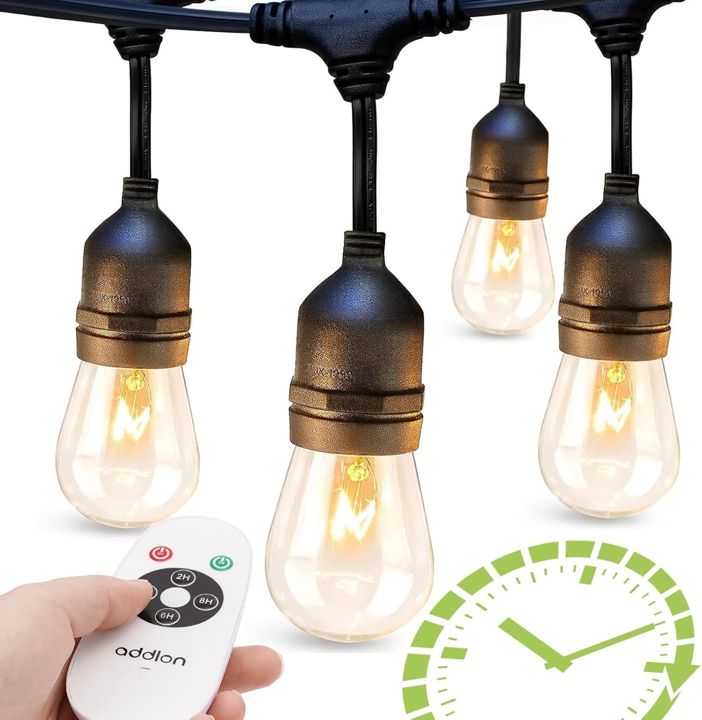 addlon 48 FT Outdoor String Lights with Timer Control for Parties