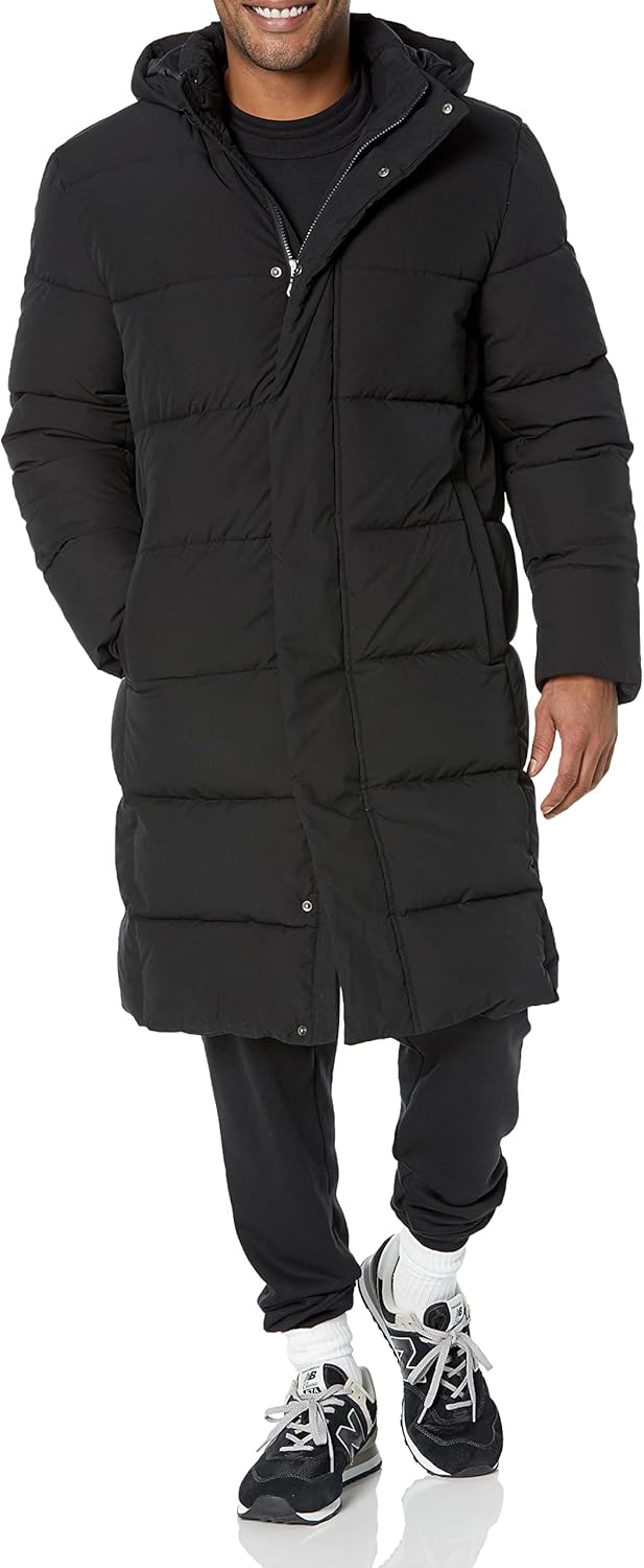 Men's Hooded Long Puffer Coat for Cold Weather Comfort