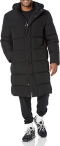 Mens Hooded Long Puffer Coat - Warm, Water-Resistant (Style S54Q)