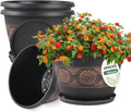 16 in Plant Pots 4 Pack - Retro Pattern Planters with Drainage