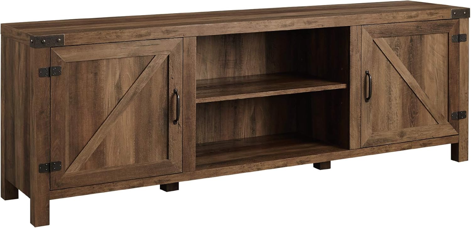 Modern Farmhouse Double Barn Door TV Stand - 80 TVs - Rustic Oak