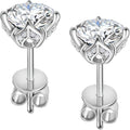 Moissanite Stud Earrings Sterling Silver 2 Carat Pair - Hypoallergenic
