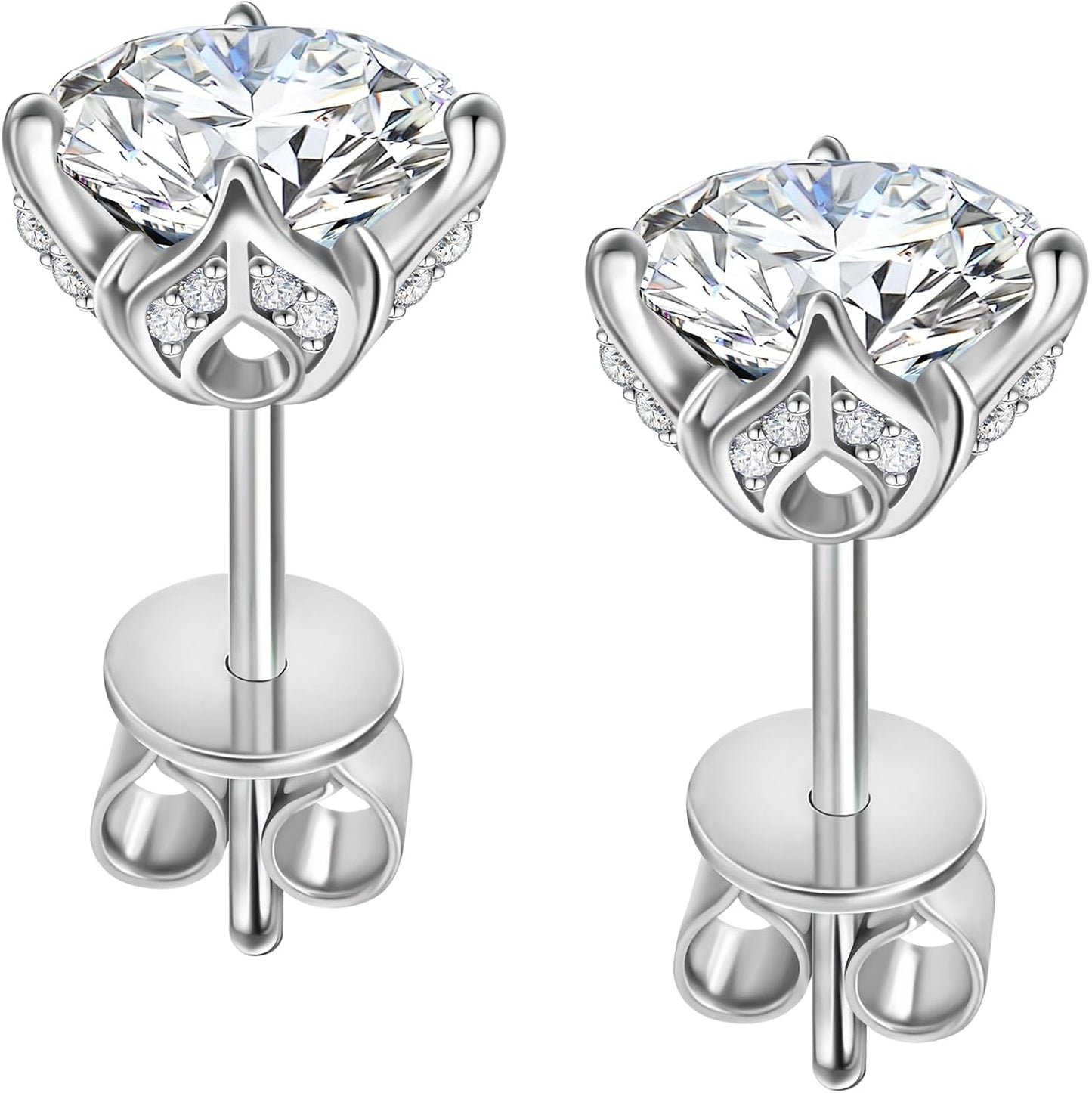 Moissanite Earrings Studs in Sterling Silver for Women Gift