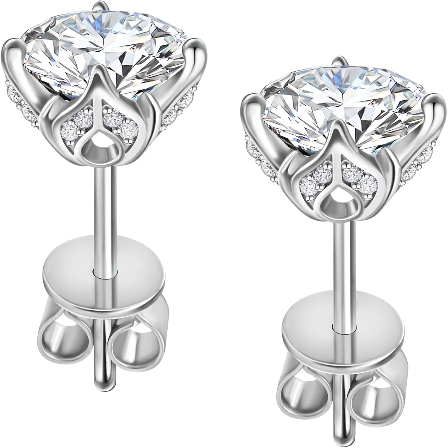 Moissanite Earrings Studs in Sterling Silver for Women Gift
