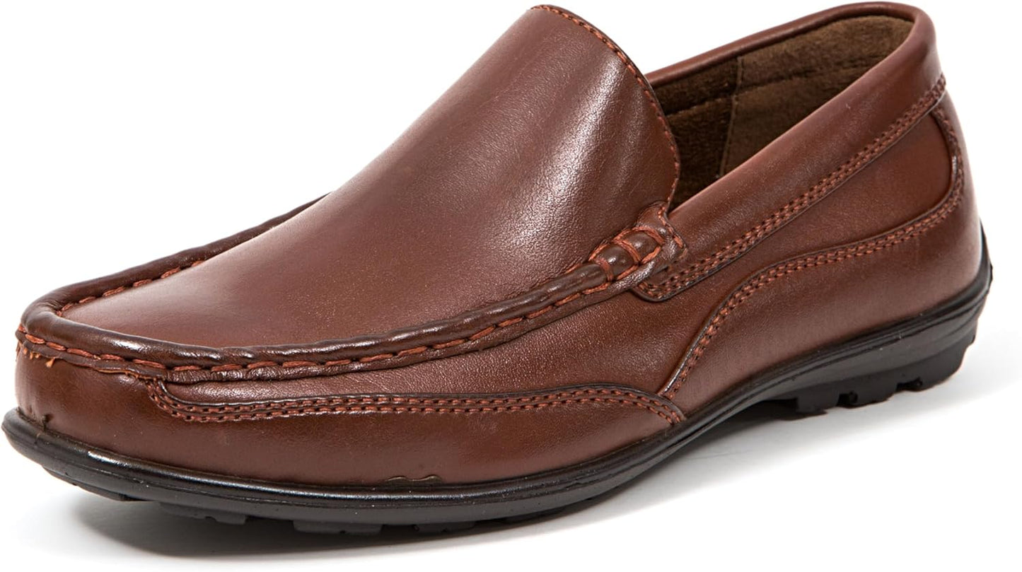 Boys' Booster Driving Moc Slip-On Loafer Flats Dress Shoes