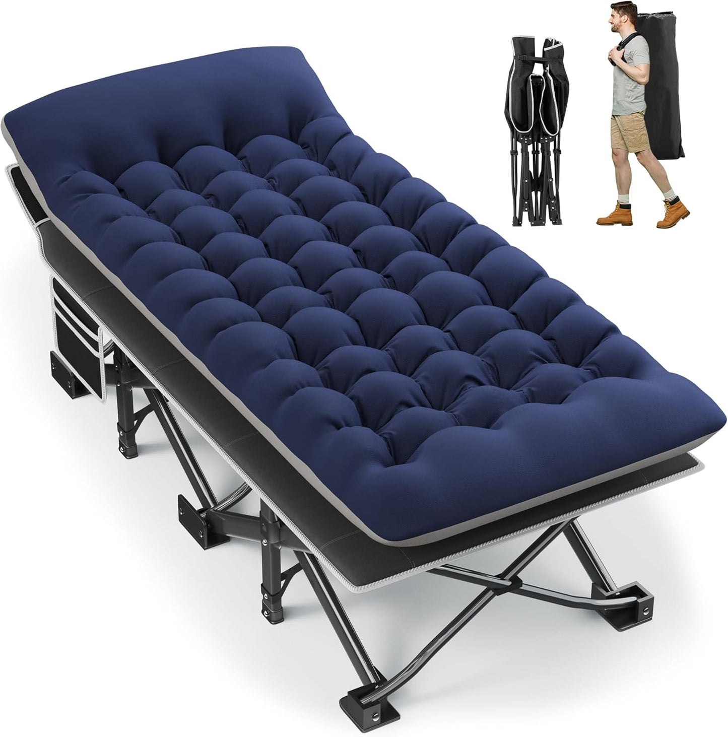Portable Camping Cot with Thick Mattress for Ultimate Comfort