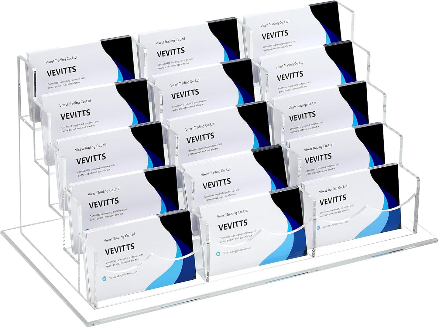 Acrylic Business Card Holder for Desk with 15 Slots for Display
