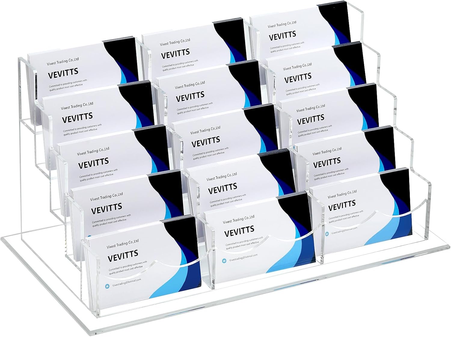 Acrylic Business Card Holder for Desk with 15 Slots for Display