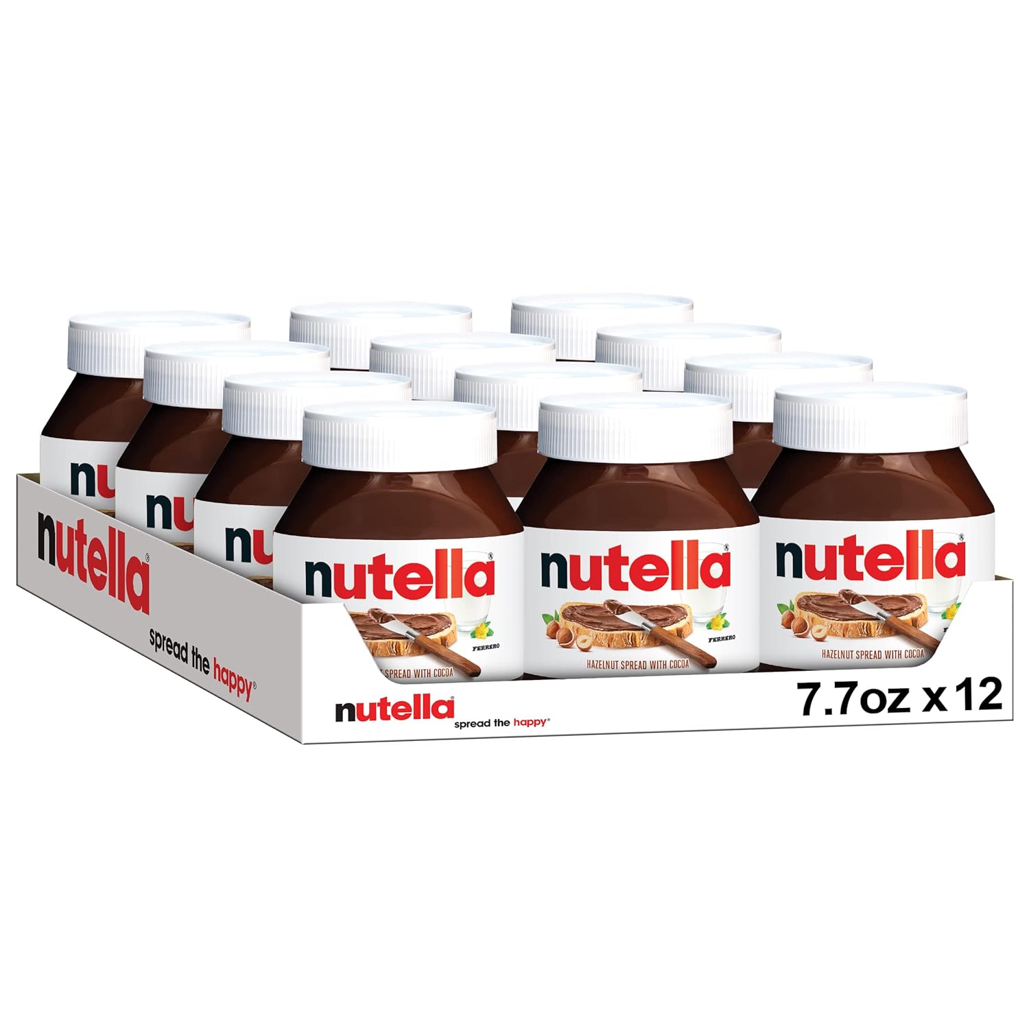 Nutella Hazelnut Spread with Cocoa for Breakfast, Bulk 12 Pack