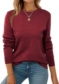 Womens Long Sleeve Crew Neck Knit Pullover Sweater - Soft Fall Staple