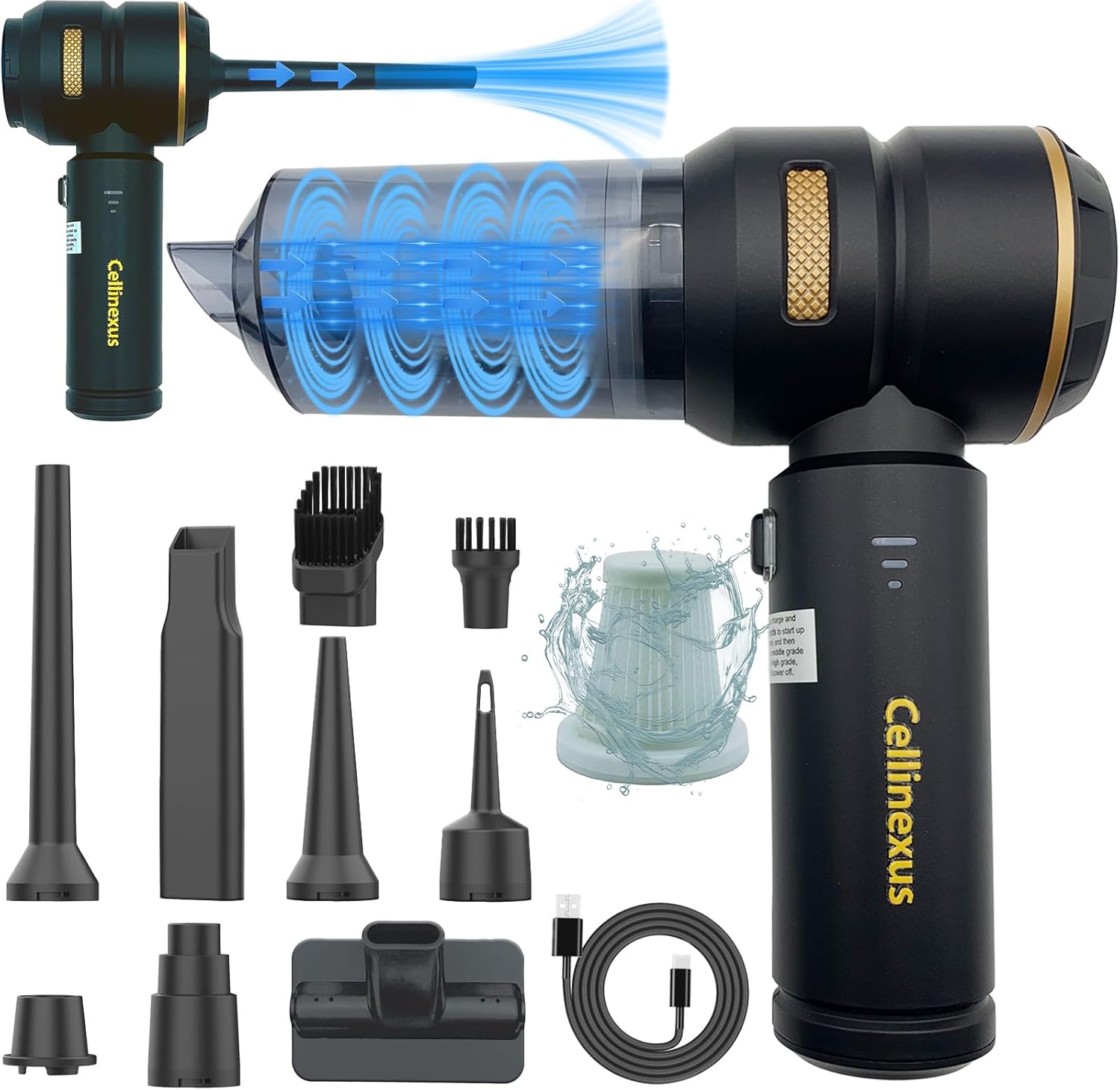 Powerful Cordless Car Vacuum - 21000Pa Suction, Portable & Light, 3 Speeds, Rechargeable
