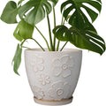 Ceramic Planter 8 Inch Plant Pot with Drainage Hole - Elegant White
