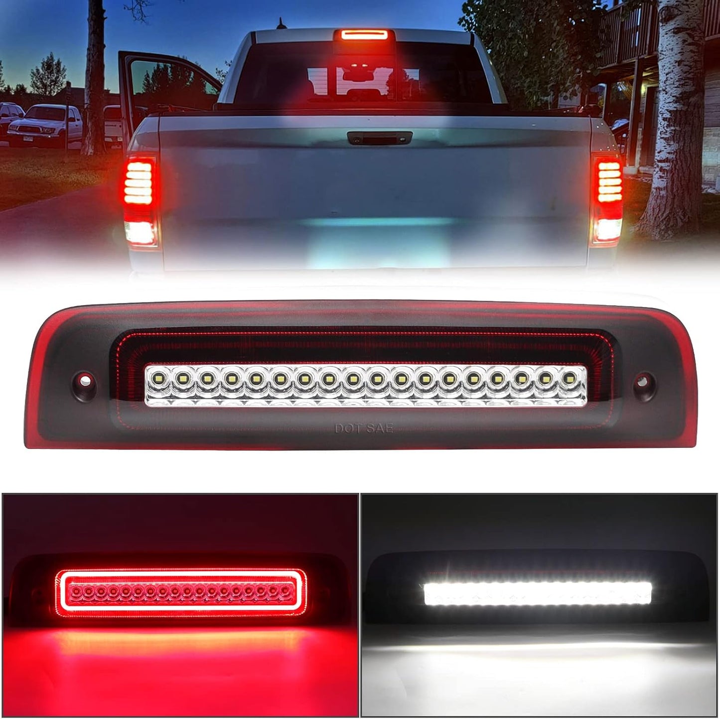 R&F Auto LED Strobe Third Brake Light for Ram Trucks 2010-2018
