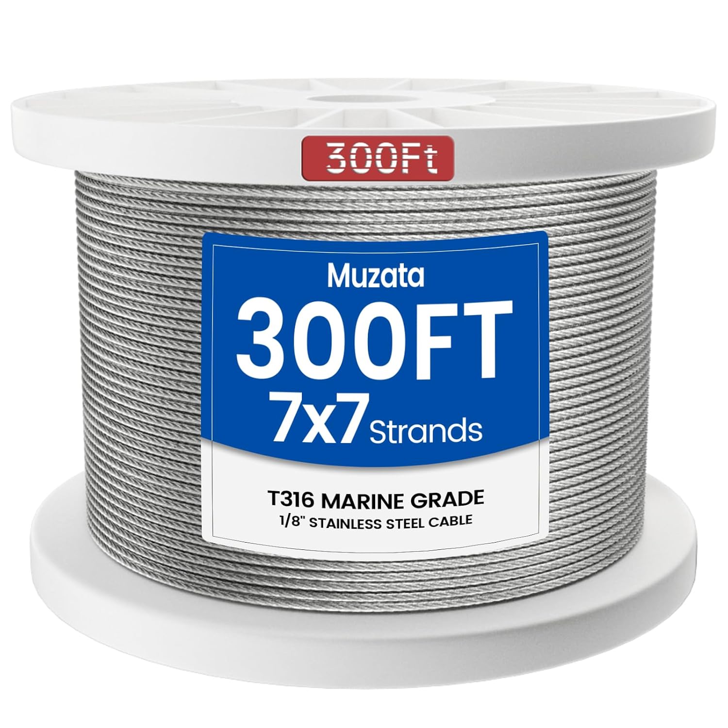 Muzata 300 ft 1/8in Stainless Steel Cable Railing System Kit