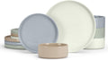 E-far Stoneware Dinnerware Set 12-Piece for 4 - Durable Speckled