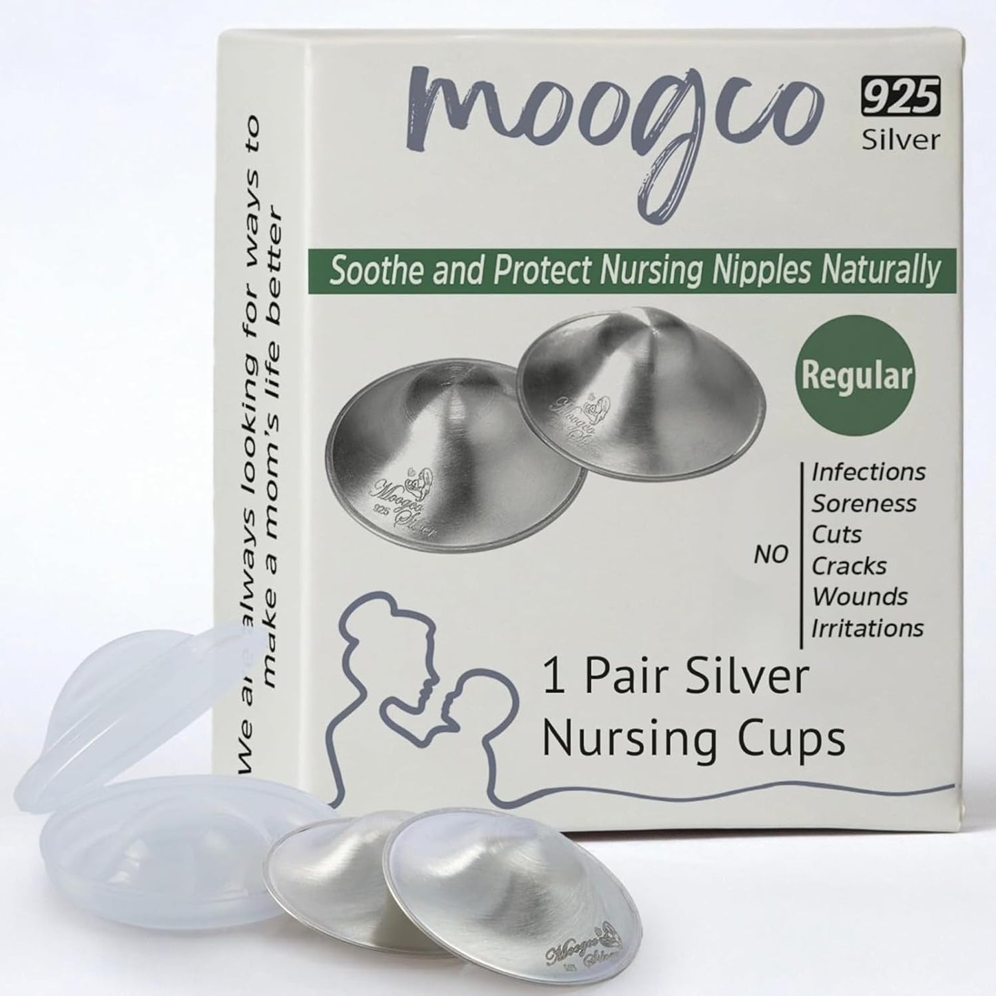 MOOGCO Silver Nursing Cups - Essential Nipple Shields for Moms