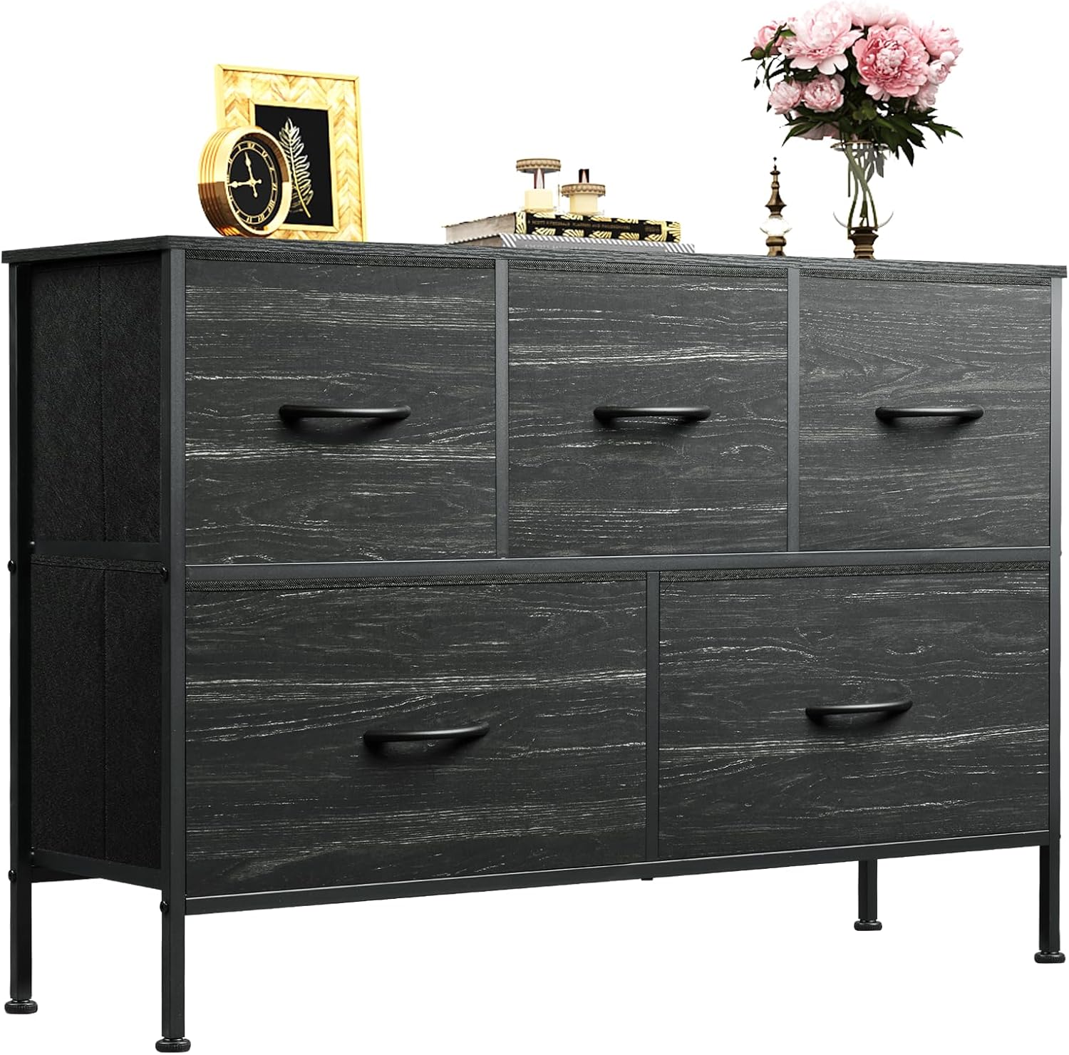 WLIVE Dresser for Bedroom with 5 Drawers and Storage Bins