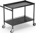 2 Tier Utility Cart with Wheels - Heavy Duty 900LB Capacity