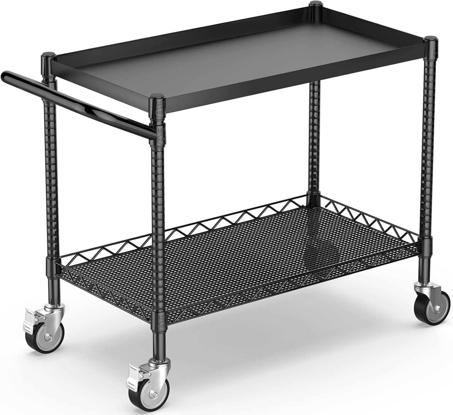 Leteuke 2 Tier Utility Cart with Wheels for Heavy Duty Use
