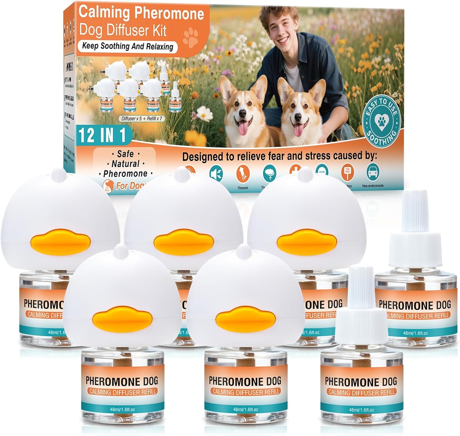 Dog Calming Pheromones Diffuser Kit for Anxiety Relief 12 In 1