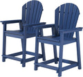 Outdoor Tall Adirondack Chairs Set of 2 - Durable Navy Blue Bar Stools