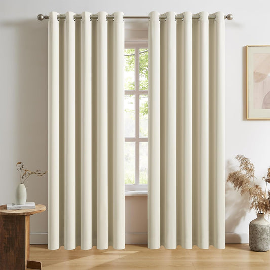 DUALIFE Beige Door Curtains for Doorway Privacy and Noise Reduction